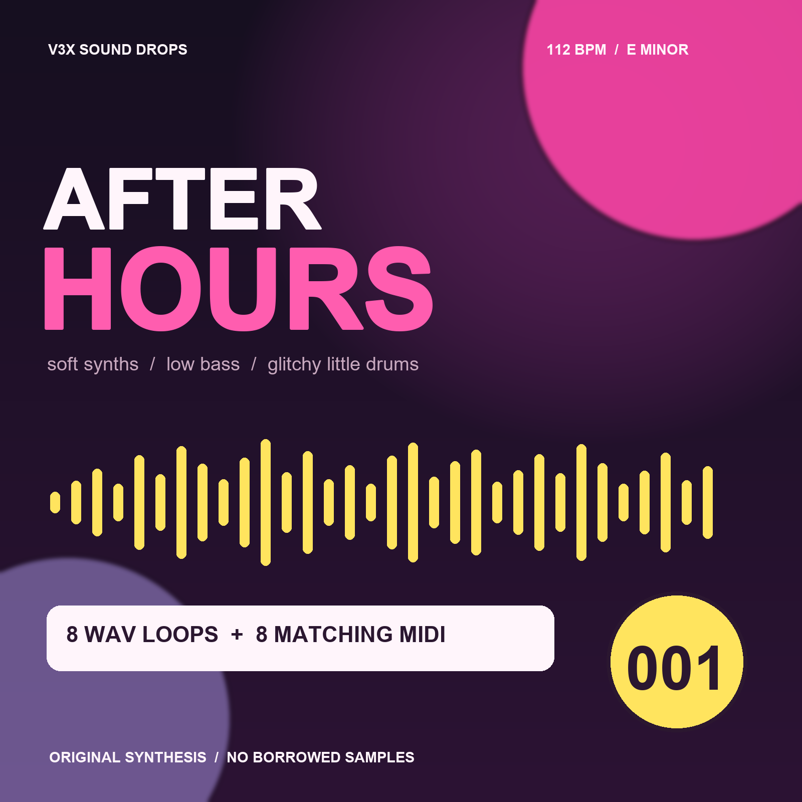 V3X After Hours 001 cover art in pink, lemon and deep plum